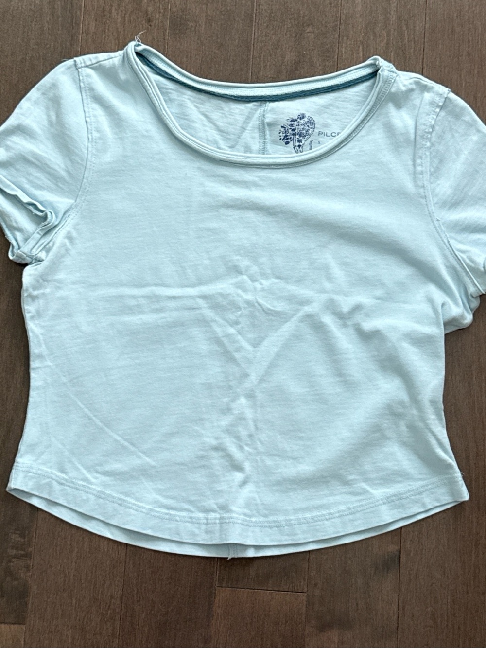 Pilcro Pale Blue Scoop Neck Short Sleeve Tee